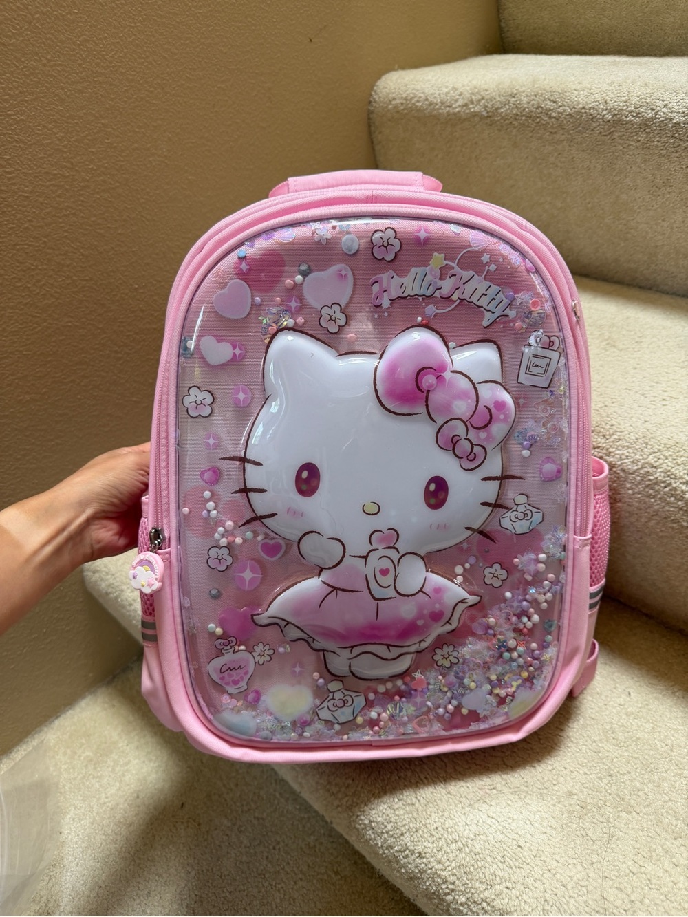 Sanrio Hello Kitty Pink Glitter Clear Front Backpack